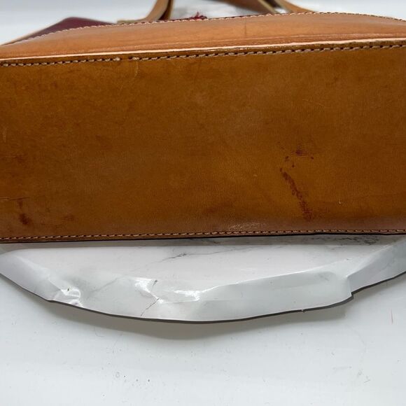 MONSAC ORIGINAL Vintage Red and Tan Leather Handbag Purse - Picture 6 of 8